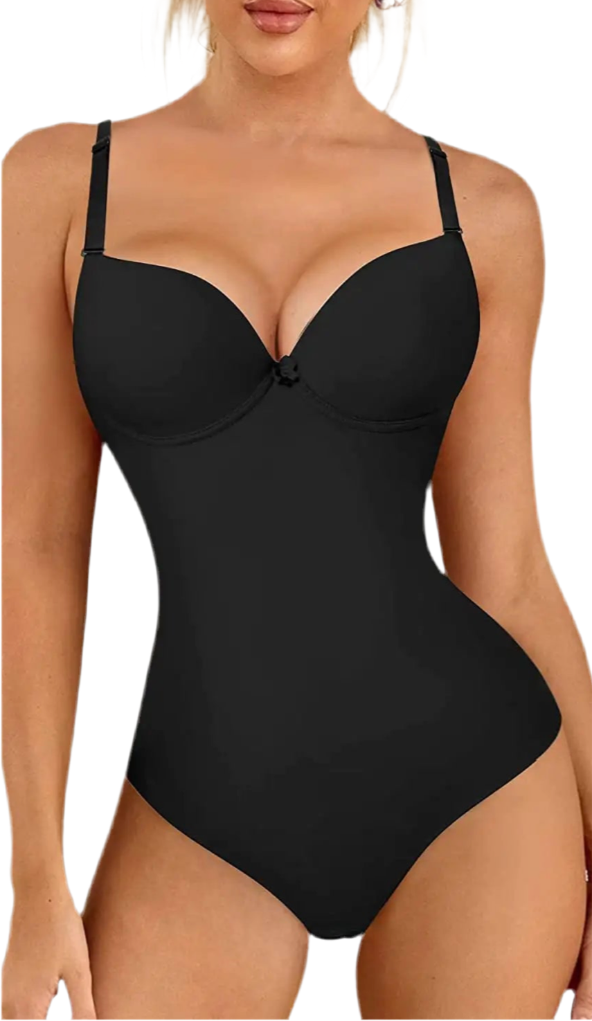 Plunge Shapewear Thong Bodysuit