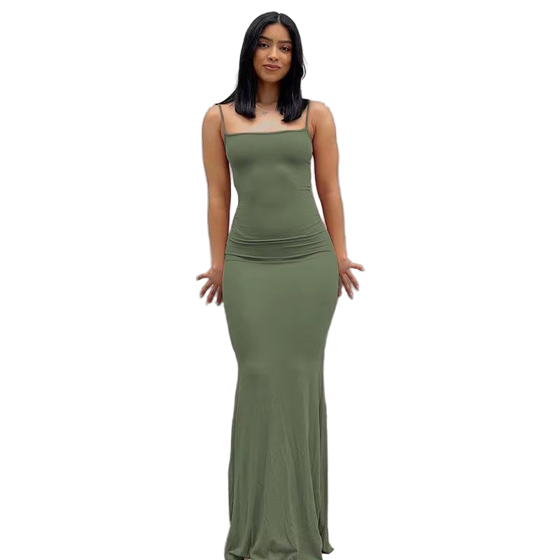 Satin Slip Sleeveless Backless Slim Sexy Maxi Dress 2022 Spring Women Party Y2K Concise Bodycon Elegant Dresses Female Clothing