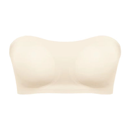 Women'S Sexy Strapless Push up Bra Removable Padded Seamless Ice Silk Top Women Invisible Beauty Back Anti-Slip Off-Shoulder Bra