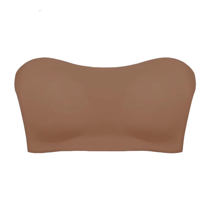 Women'S Sexy Strapless Push up Bra Removable Padded Seamless Ice Silk Top Women Invisible Beauty Back Anti-Slip Off-Shoulder Bra